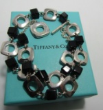 TIFFANY & CO ONYX NECKLACE STERLING SILVER SQUARE