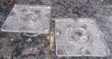 2 LALIQUE CRYSTAL FRANCE CHANTILLY CANDLE HOLDERS
