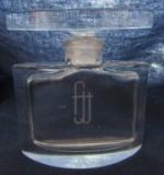 FJJ CUT CRYSTAL PERFUME BOTTLE JAPAN HALF ROUND