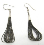 STERLING LIQUID SILVER 10 STRAND HOOK EARRINGS