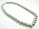 10MM STERLING SILVER BEAD NECKLACE 39 GRAMS