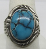 RC MARK TURQUOISE STERLING SILVER RING SIZE 10