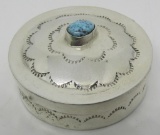 CS MARK TURQUOISE STERLING SILVER TRINKET PILL BOX