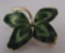ENAMEL 4 LEAF CLOVER PEARL PIN 14K GOLD BROOCH