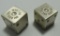 PURE SILVER DICE SOLID SILVER. 2 OZ .999