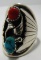 BB TURQUOISE CORAL RING STERLING SILVER SIZE 12