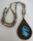 TURQUOISE PENDANT BEADED NECKLACE STERLING SILVER