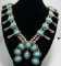 SECATERO SQUASH BLOSSOM TURQUOISE STERLING SILVER