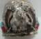 BEAR CLAW TURQUOISE CUFF BRACELET STERLING 163GR
