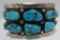 2 ROW TURQUOISE CUFF BRACELET STERLING SILVER 83GR