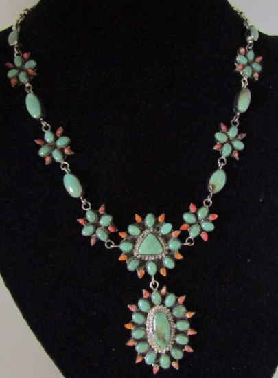 CL ROYSTON TURQUOISE NECKLACE STERLING SILVER SOS