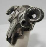 HUGE BUFFALO BULL STEER SKULL RING STERLING SILVER