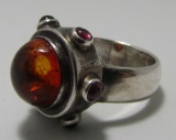 BCL AMBER GARNET RING STERLING SILVER SIZE 6