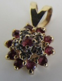 RUBY DIAMOND 14K GOLD NECKLACE PENDANT CHARM