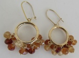 FACETED BEAD CLUSTER EARRINGS 14K GOLD