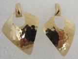 HUGE DOOR KNOCKER EARRINGS 14K GOLD HAMMERED