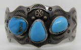 SLEEPING BEAUTY TURQUOISE CUFF BRACELET STERLING