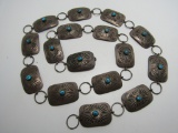 OLD PAWN TURQUOISE STERLING CONCHO BELT