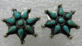 PETIT POINT TURQUOISE EARRINGS STERLING SILVER
