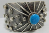 RON TOM TURQUOISE CUFF BRACELET STERLING SILVER