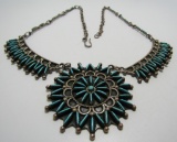 YAZZIE TURQUOISE NECKLACE STERLING PETIT POINT