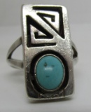 P SKEETS TURQUOISE RING STERLING SILVER SIZE 8