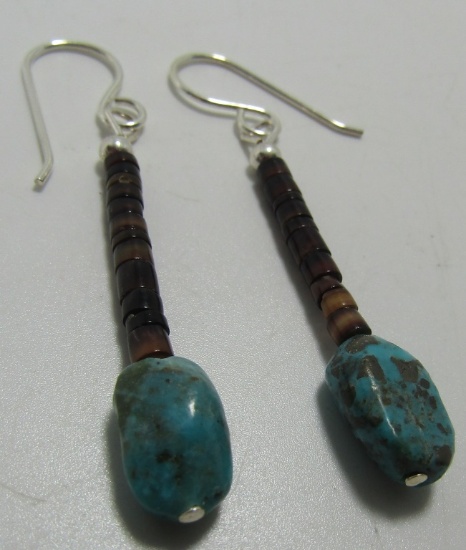 FRANCISCO TURQUOISE EARRING HEISHI STERLING SILVER