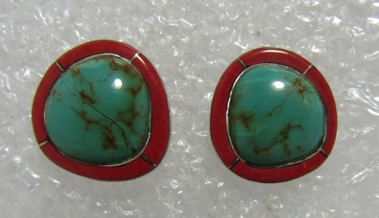 MD" SOS ROYSTON TURQUOISE EARRINGS STERLING SILVER