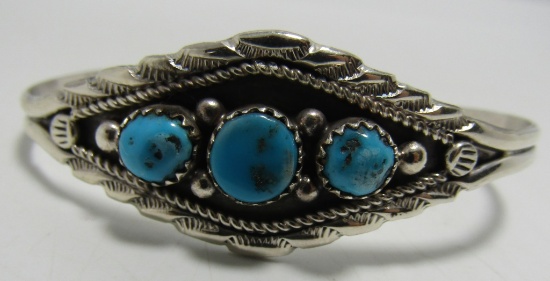 COWBOY TURQUOISE CUFF BRACELET STERLING SILVER