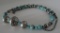 NAVAJO PEARL TURQUOISE BEAD NECKLACE STERLING