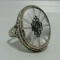 ANTIQUE LALIQUE GLASS RING 14K GOLD FILIGREE