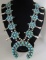 TURQUOISE SQUASH BLOSSOM NECKLACE STERLING SILVER