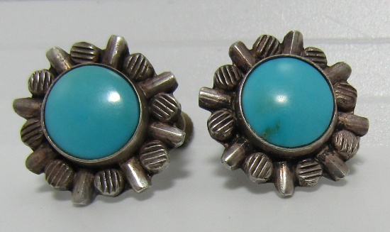 SLEEPING BEAUTY TURQUOISE EARRINGS STERLING SILVER