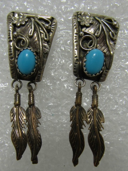 RB TURQUOISE EARRINGS STERLING SILVER SLEEPING BEA