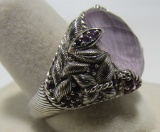 JUDITH RIPKA RING ROSE QUARTZ STERLING SILVER 7CT