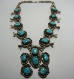 325 GRAM NAVAJO TURQUOISE STERLING SQUASH BLOSSOM
