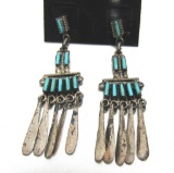 YUSELEW OLD PAWN NEEDLEPOINT STERLING EARRINGS