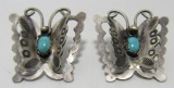 YAZZIE TURQUOISE EARRINGS STERLING SILVER BUTTERFL