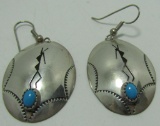 KOKOPELLI TURQUOISE EARRINGS STERLING SILVER
