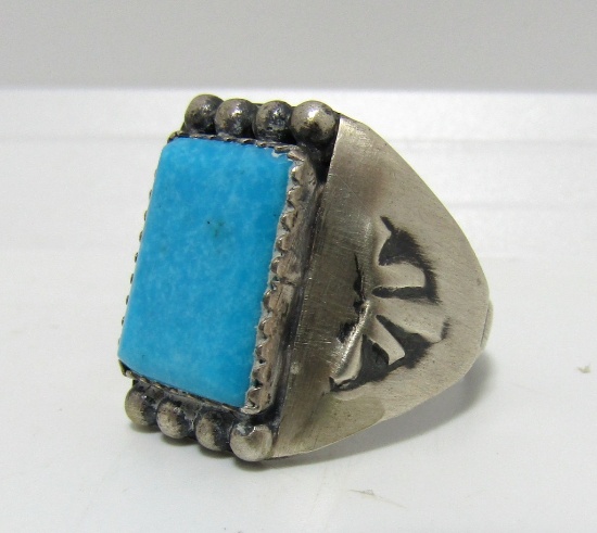 SIGNED BB TURQUOISE STERLING RING