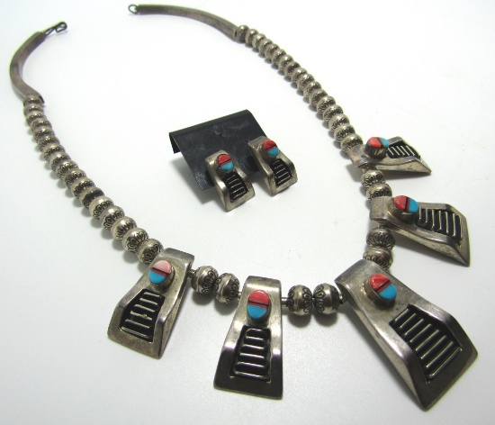 TOMMY JACKSON STERLING INLAID STONE NECKLACE SET
