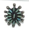 OLD PAWN 1980S STERLING TURQUOISE CLUSTER RING