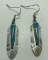 SIGNED YZ TURQUOISE STERLING FEATHER EARRINGS