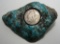 TURQUOISE &1921 SILVER DOLLAR PAPERWEIGHT 519 GRAM