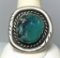 SIZE 12 SIGNED CP STERLING TURQUOISE NAVAJO RING