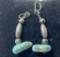 OLD PAWN STERLING TURQUOISE BEADED EARRINGS