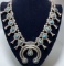 1960S STERLING TURQUOISE SQUASH BLOSSOM NECKLACE