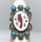 OLD PAWN STERLING TURQUOISE CARDINAL BIRD RING
