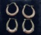 TWO ROSE TRICOLOR GOLD 14K HOOP EARRINGS