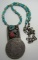 STERLING TURQUOISE 1902 US SILVER DOLLAR NECKLACE